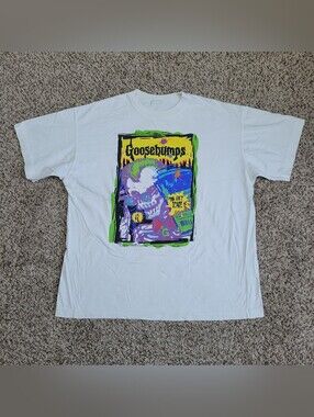 Vintage 1995 Goosebumps You Can't Scare Me T-shirt Shirt Top White Crew Large XL